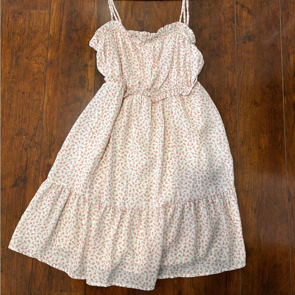 White and pink floral sun dress